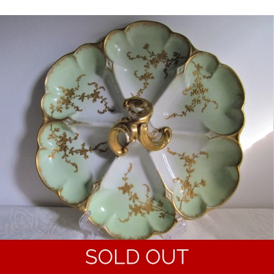 French antique large divided dish manufactured by Bernaurd&Co, 1914-1930, Limoges, France